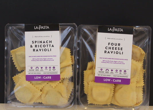 La Pasta by Annette's Low-Carb & High Protein Fresh Ravioli - Variety Pack: Four Cheese/Spinach & Ricotta